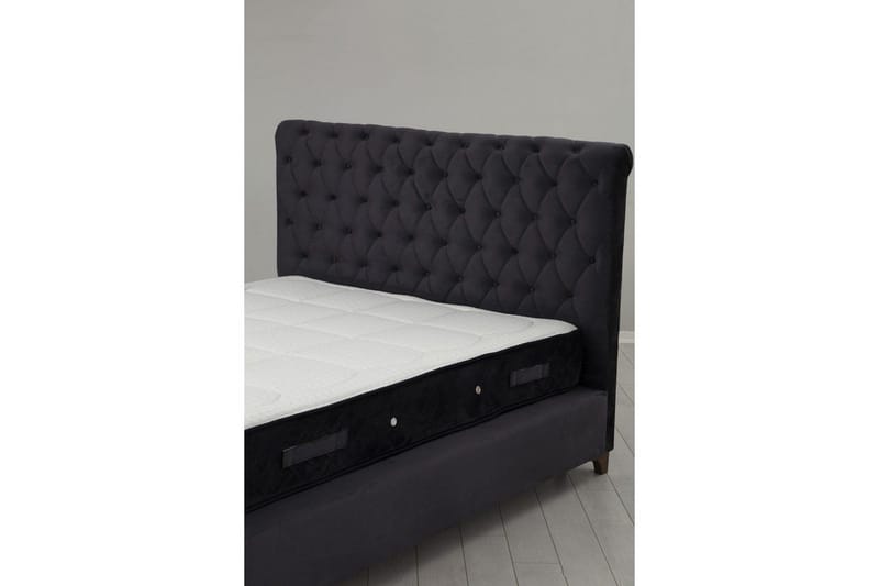 Dobbel madrass, base og hodegjerde Subra-sett Antrasitt - 160 x 200 cm - Møbler - Senger - Komplett sengepakke