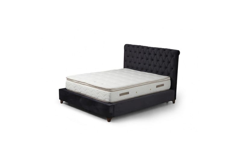 Dobbel madrass, base og hodegjerde Subra-sett Antrasitt - 160 x 200 cm - Møbler - Senger - Komplett sengepakke