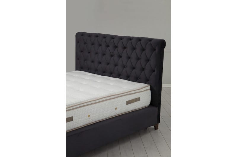 Dobbel madrass, base og hodegjerde Subra-sett Antrasitt - 160 x 200 cm - Møbler - Senger - Komplett sengepakke