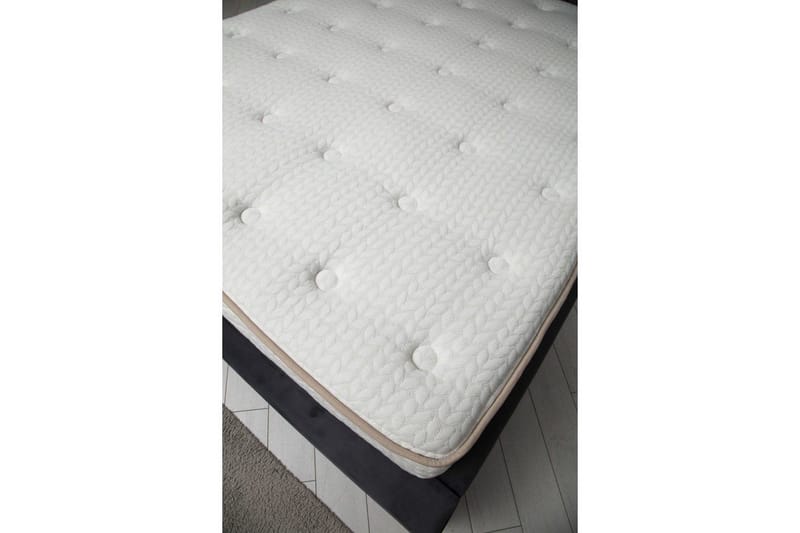 Dobbel madrass, base og hodegjerde Subra-sett Antrasitt - 160 x 200 cm - Møbler - Senger - Komplett sengepakke