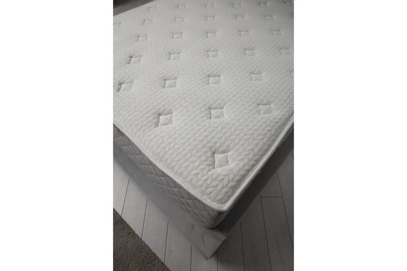 Dobbel madrass, base og hodegjerde Subra-sett Grå - 160 x 200 cm - Møbler - Senger - Komplett sengepakke