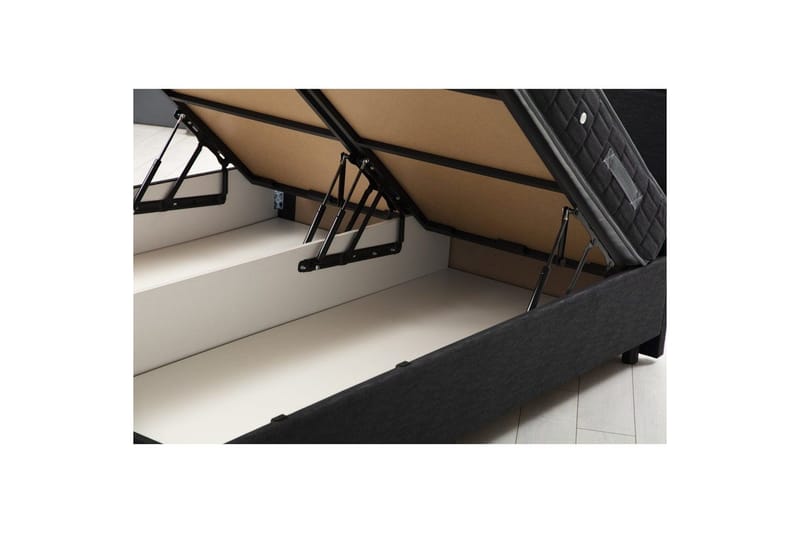 Dobbel madrass, base og hodegjerde Sudalmuni sett antrasitt - 150 x 114 x 200 cm - Møbler - Senger - Komplett sengepakke