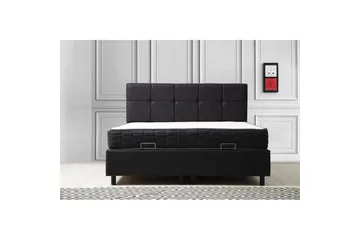 Dobbel madrass, base og hodegjerde Sudalmuni sett antrasitt - 160 x 114 x 200 cm - Møbler - Senger - Komplett sengepakke