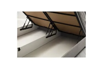 Dobbel madrass, base og hodegjerde Sudalmuni Sett Lysegrå - 150 x 107 x 204 cm - Møbler - Senger - Komplett sengepakke