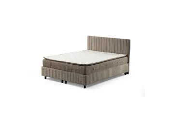 Dobbel madrass, base og hodegjerde Sudamal Sett Brun - 140 x 114 x 200 cm - Møbler - Senger - Komplett sengepakke