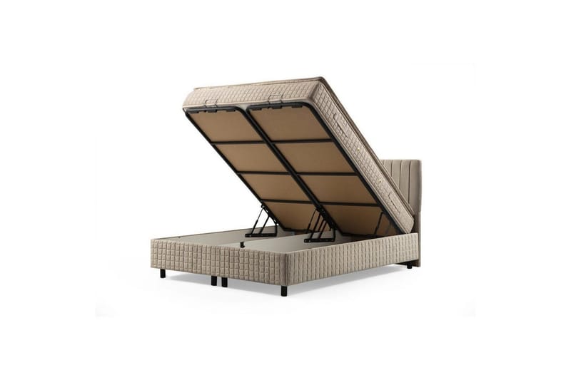 Dobbel madrass, base og hodegjerde Sudamal Sett Brun - 150 x 114 x 200 cm - Møbler - Senger - Komplett sengepakke