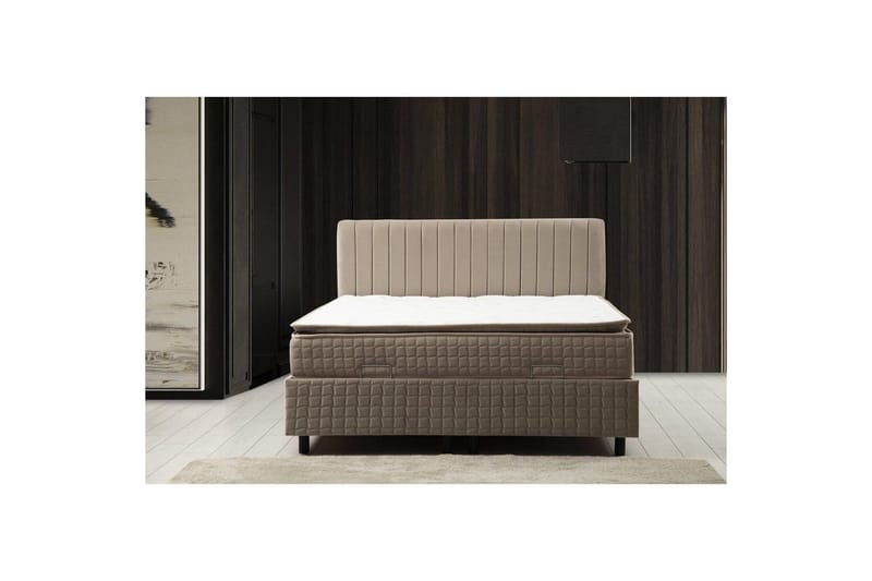 Dobbel madrass, base og hodegjerde Sudamal Sett Brun - 150 x 114 x 200 cm - Møbler - Senger - Komplett sengepakke