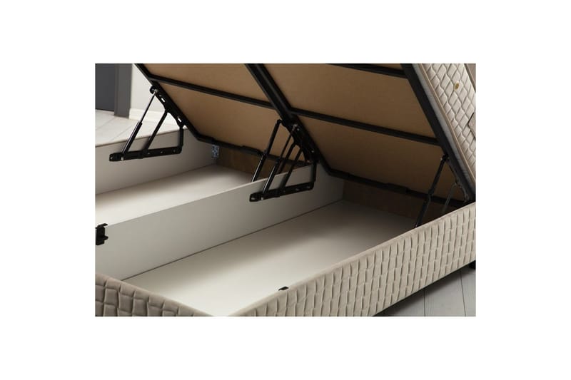Dobbel madrass, base og hodegjerde Sudamal Sett Brun - 160 x 114 x 200 cm - Møbler - Senger - Komplett sengepakke