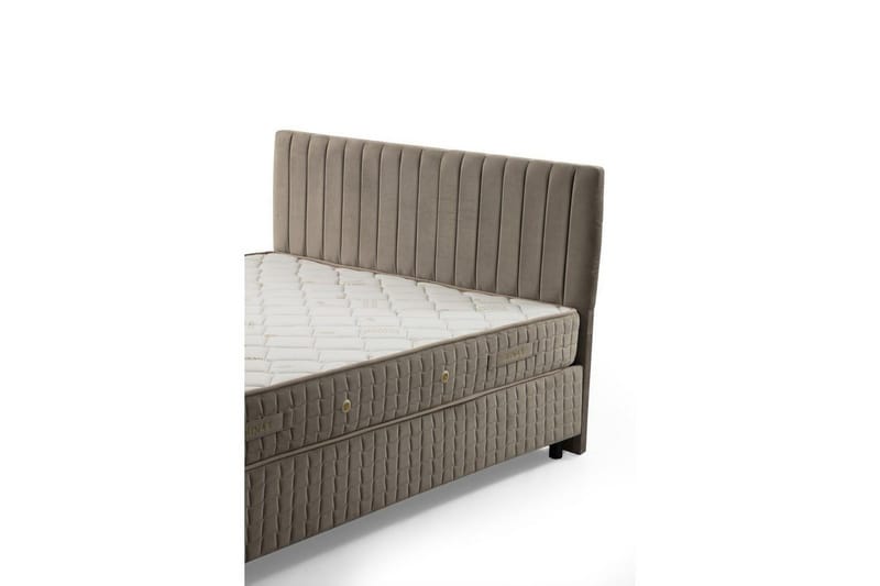 Dobbel madrass, base og hodegjerde Sudamal Sett Brun - 160 x 114 x 200 cm - Møbler - Senger - Komplett sengepakke