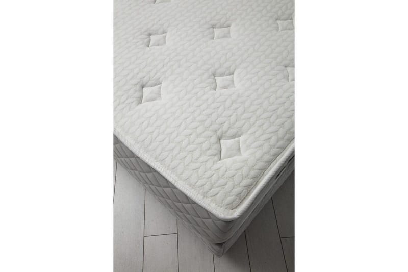 Dobbel madrass, base og hodegjerde Sudamoon Sett Grå - 140 x 35 x 208 cm - Møbler - Senger - Komplett sengepakke