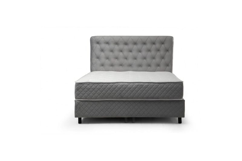 Dobbel madrass, base og hodegjerde Sudamoon Sett Grå - 140 x 35 x 208 cm - Møbler - Senger - Komplett sengepakke