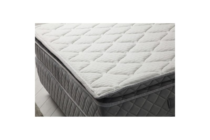Dobbel madrass, base og hodegjerde Sudamoon Sett Grå - 150 x 35 x 208 cm - Møbler - Senger - Komplett sengepakke