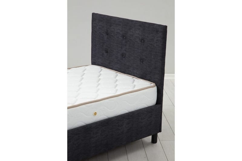 Dobbel madrass, base og hodegjerde Pilode Set Antrasitt - 120 x 107 x 204 cm - Møbler - Senger - Sengeramme & sengestamme