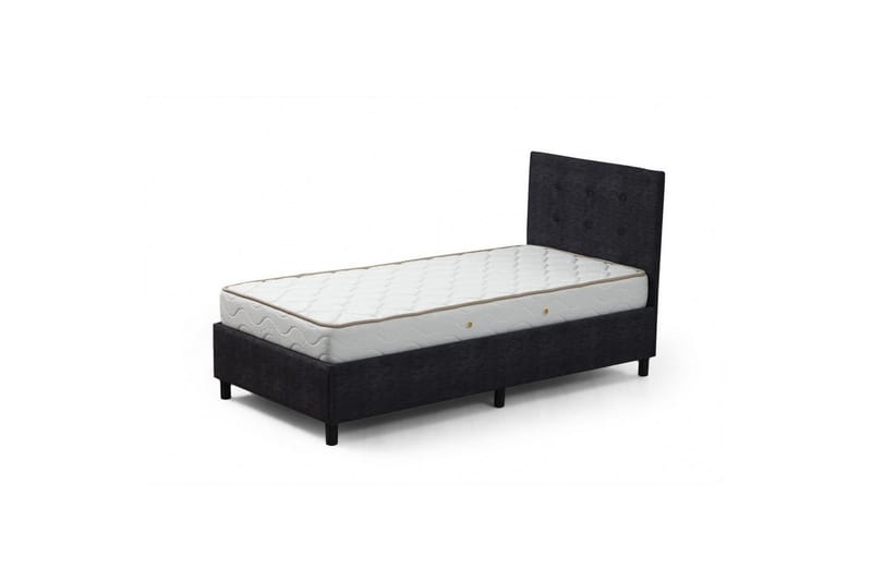 Dobbel madrass, base og hodegjerde Pilode Set Antrasitt - 160 x 107 x 204 cm - Møbler - Senger - Komplett sengepakke