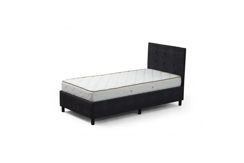 Dobbel madrass, base og hodegjerde Pilode Set Antrasitt, 150 x 107 x 204 cm