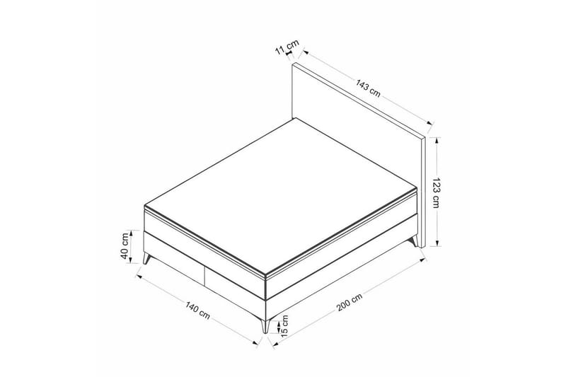 Dobbelseng Base & Hodegavl Badena Beige - 140 x 40 x 200 cm - Møbler - Senger - Dobbeltsenger