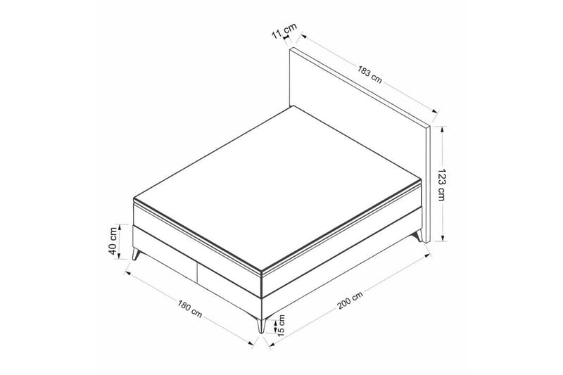 Dobbelseng Base & Hodegavl Badena Beige - 180 x 40 x 200 cm - Møbler - Senger - Dobbeltsenger