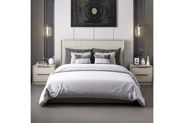Dobbelseng Base & Hodegavl Fruitland Stone (150 x 35 x 208 cm) - Grå - Møbler - Senger - Sengeramme & sengestamme