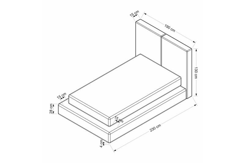 Dobbelseng Base & Hodegavl Kuro Green - 190 x 28 x 230 cm - Møbler - Senger - Sengeramme & sengestamme