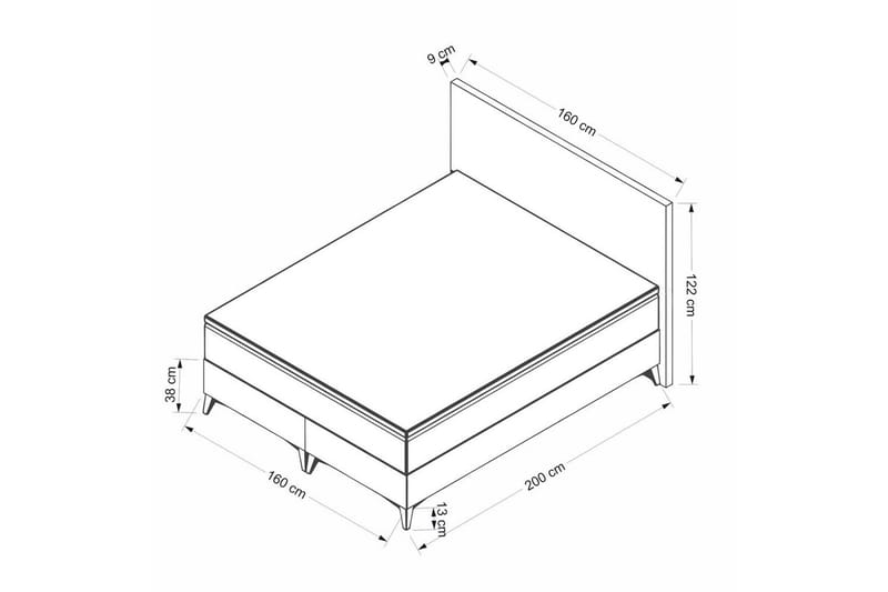 Dobbelseng Base & Hodegavl Mijara Lys Brun - 160 x 38 x 200 cm - Møbler - Senger - Dobbeltsenger