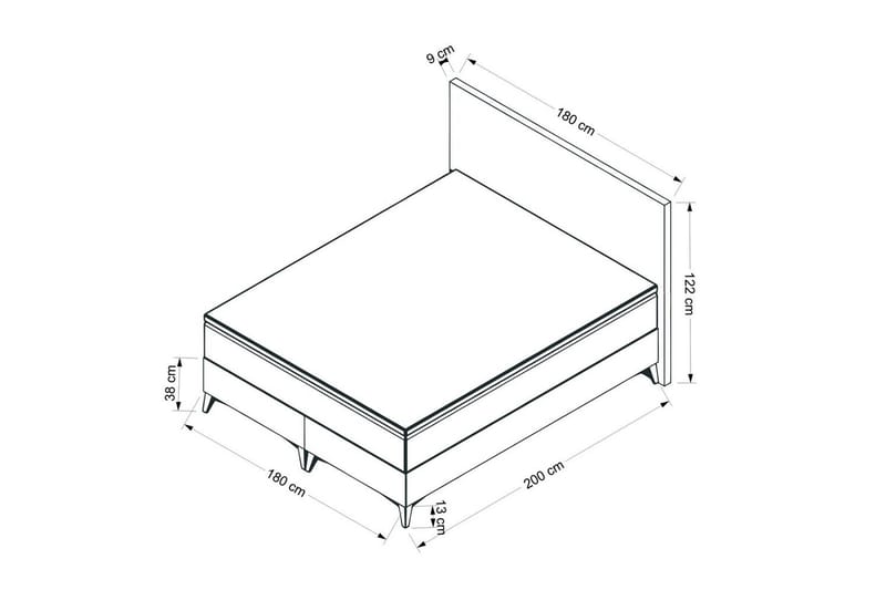 Dobbelseng Base & Hodegavl Mijara Lys Brun - 180 x 38 x 200 cm - Møbler - Senger - Rammeseng