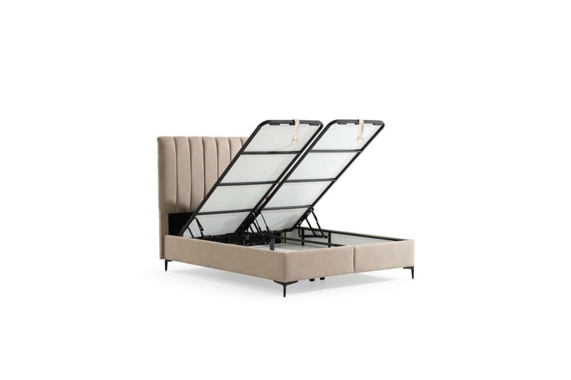 Dobbelseng Base & Hodegavl Mojon Beige - 180 x 38 x 200 cm - Møbler - Senger - Sengeramme & sengestamme