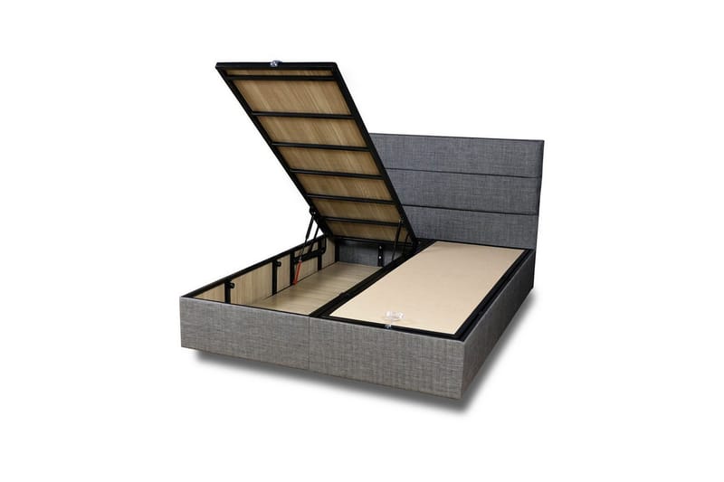 Dobbelseng Base & Hodegavl Sølvgrå - 140 x 190 x 38 cm - Møbler - Senger - Komplett sengepakke