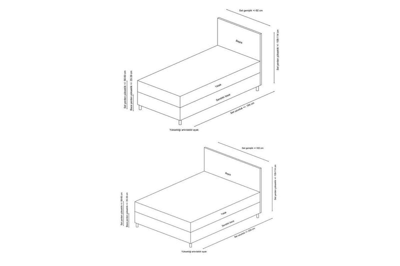 Dobbelseng Base & Hodegavl Sonyi Lys Grå - 140 x 110 x 200 cm - Møbler - Senger - Sengeramme & sengestamme