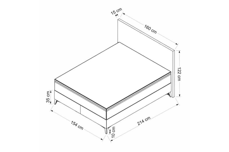Dobbelseng Base & Hodegavl Sorang Grå - 154 x 35 x 200 cm - Møbler - Senger - Sengeramme & sengestamme
