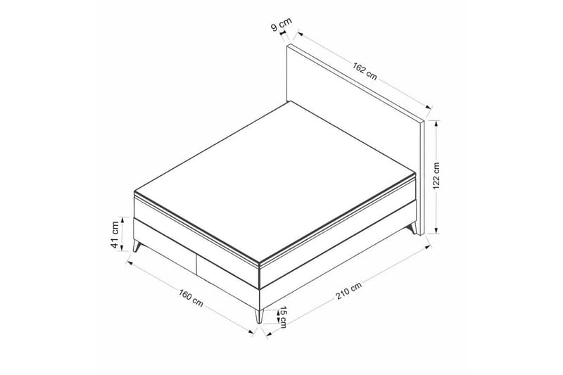 Dobbelseng Base & Hodegavl Springsure Mørkegrå - 160 x 41 x 200 cm - Møbler - Senger - Sengeramme & sengestamme