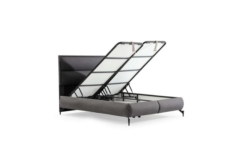 Dobbelseng Base & Hodegavl Springsure Mørkegrå - 160 x 41 x 200 cm - Møbler - Senger - Sengeramme & sengestamme