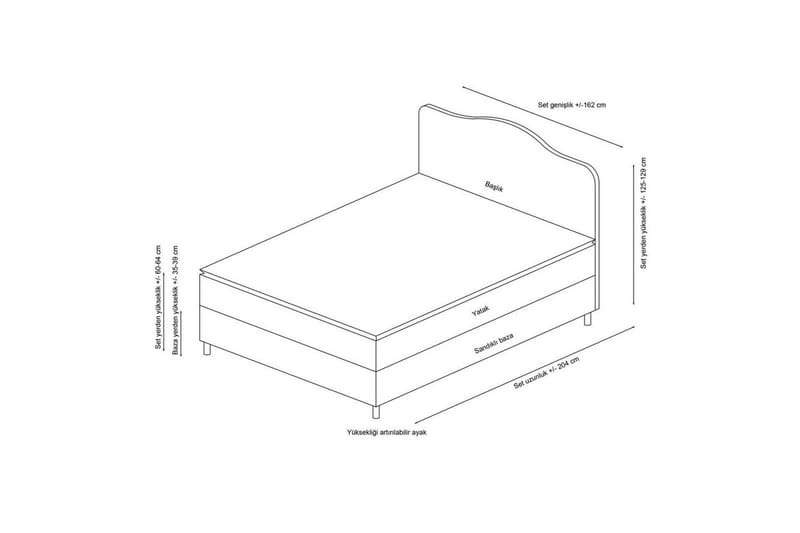 Dobbelseng Base & Hodegavl Subato Antrasitt - 140 x 125 x 200 cm - Møbler - Senger - Sengeramme & sengestamme