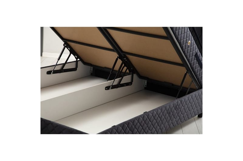 Dobbelseng Base & Hodegavl Subato Antrasitt - 150 x 125 x 200 cm - Møbler - Senger - Sengeramme & sengestamme