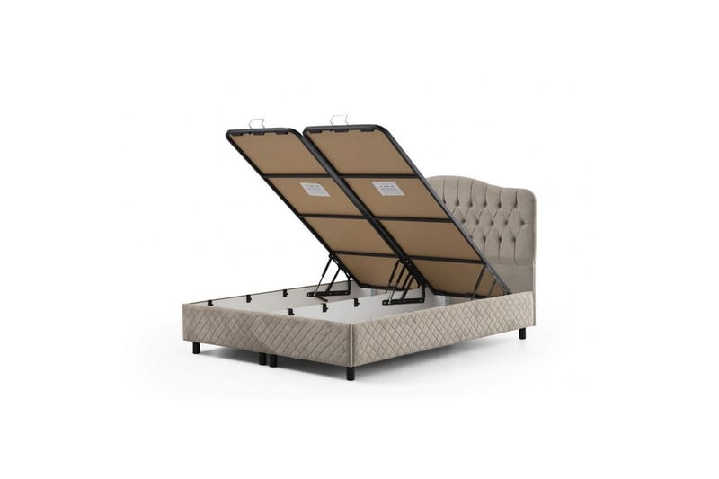 Dobbelseng Base & Hodegavl Subato Beige - 140 x 125 x 200 cm - Møbler - Senger - Sengeramme & sengestamme