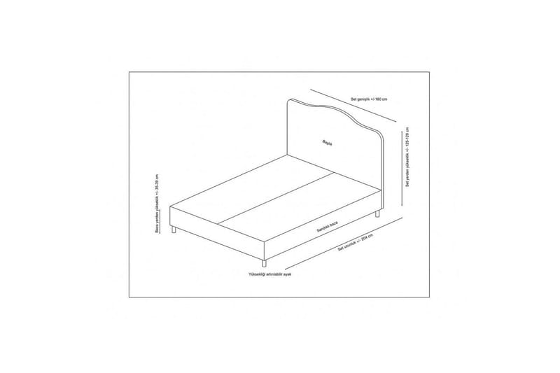 Dobbelseng Base & Hodegavl Subato Beige - 140 x 125 x 200 cm - Møbler - Senger - Sengeramme & sengestamme