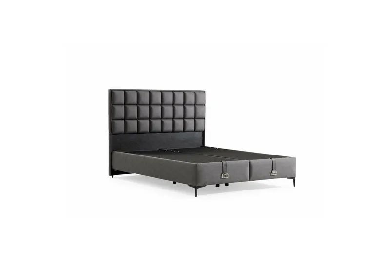 Dobbelseng Base & Hodegavl Sube Grå - 150 x 38 x 200 cm - Møbler - Senger - Sengeramme & sengestamme
