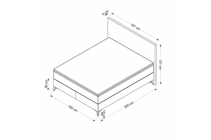 Dobbelseng Base & Hodegavl Sube Grå - 160 x 38 x 200 cm - Møbler - Senger - Sengeramme & sengestamme