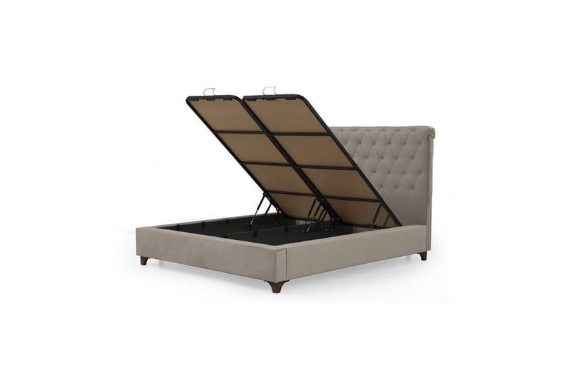 Dobbelseng Base & Hodegavl Subra beige - 140 x 130 x 200 cm - Møbler - Senger - Sengeramme & sengestamme