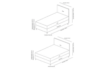 Dobbelseng Base & Hodegavl Sudalmuni lys grå - 150 x 110 x 200 cm - Møbler - Senger - Komplett sengepakke