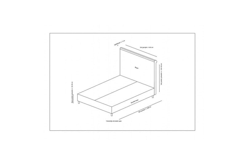 Dobbelseng Base & Hodegavl Sudamoon Antrasitt - 150 x 35 x 208 cm - Møbler - Senger - Sengeramme & sengestamme