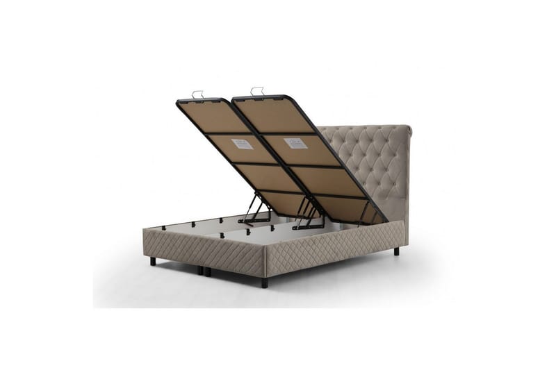 Dobbelseng Base & Hodegavl Sudamoon Beige - 160 x 35 x 208 cm - Møbler - Senger - Sengeramme & sengestamme