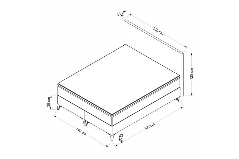 Dobbelseng Base & Hodegavl Yonel Svart - 140 x 38 x 200 cm - Møbler - Senger - Komplett sengepakke