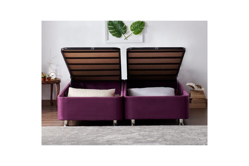 Dobbelseng Base Lilla Dobbel Lilla - 200 x 200 x 38 cm - Møbler - Senger - Sengeramme & sengestamme