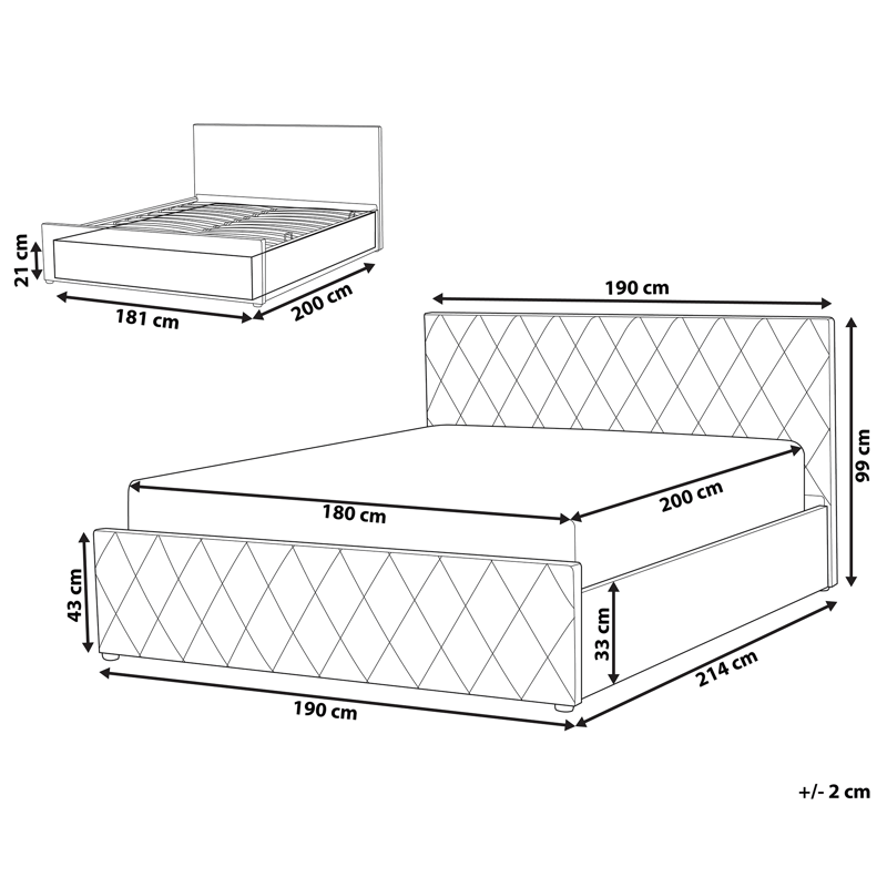 Dobbelseng Rochefort 180x200 cm - Beige - Møbler - Senger - Sengeramme & sengestamme