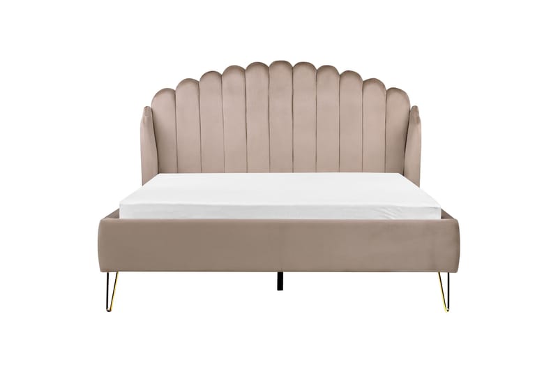 Dobbeltseng 160 x 200 cm fløyel taupe AMBILLOU - Møbler - Senger - Sengeramme & sengestamme