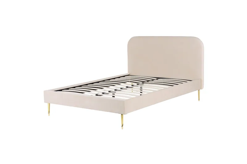 Dobbeltseng i fløyel 140 x 200 Beige FLAYAT - Møbler - Senger - Sengeramme & sengestamme