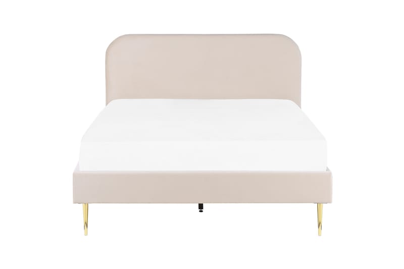 Dobbeltseng i fløyel 140 x 200 Beige FLAYAT - Møbler - Senger - Sengeramme & sengestamme