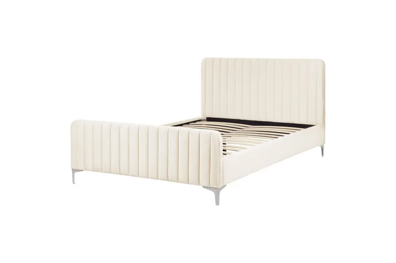 Dobbeltseng Lunan med lamellram Beige-Sølv, 140x200 cm - Beige-Sølv, 140x200 cm - Møbler - Senger - Dobbeltsenger