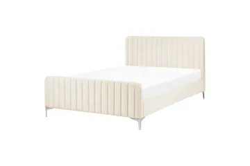 Dobbeltseng Lunan med lamellram Beige-Sølv, 140x200 cm - Beige-Sølv, 140x200 cm - Møbler - Senger - Sengeramme & sengestamme