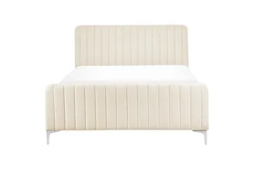 Dobbeltseng Lunan med lamellram Beige-Sølv, 140x200 cm - Beige-Sølv, 140x200 cm - Møbler - Senger - Sengeramme & sengestamme